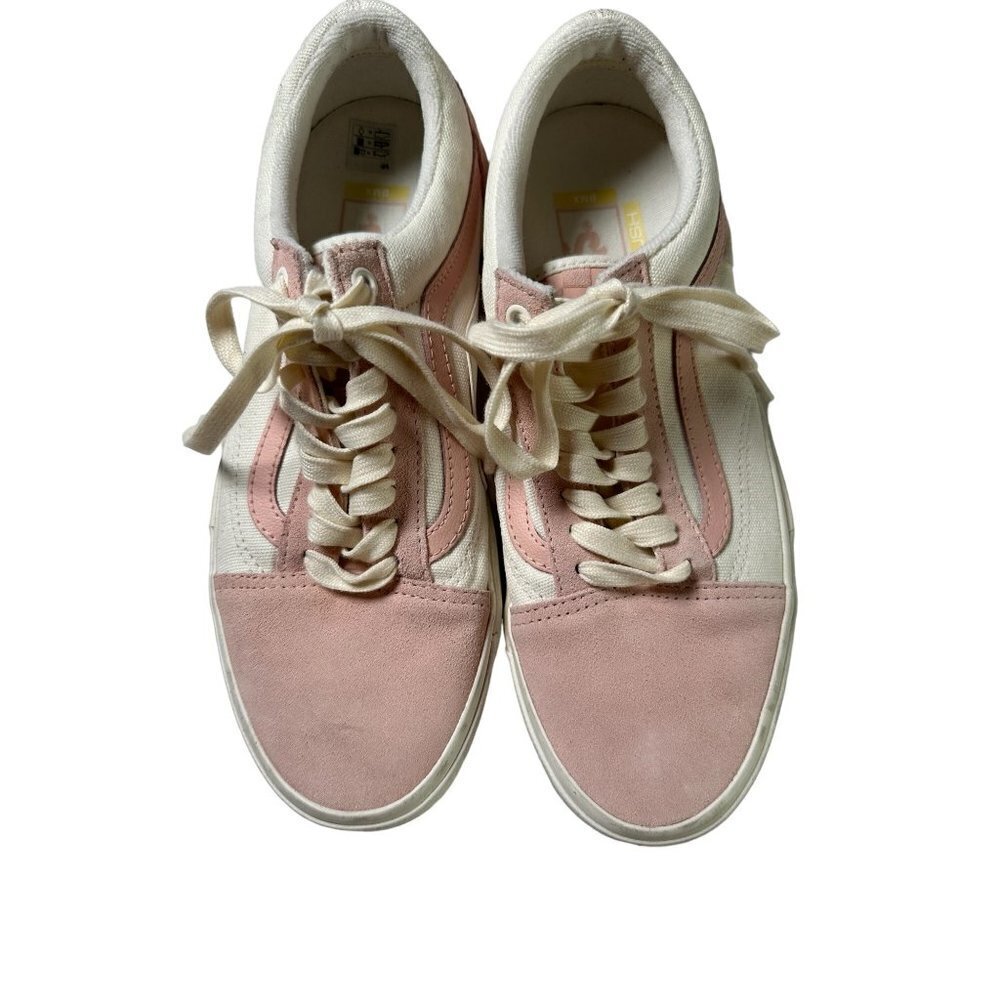Vans Angie Marino pink suede and white canvas men's tennis shoes, size 8